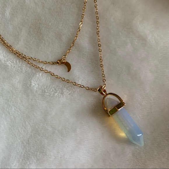 Moonstone Crystal Chocker 2 Layer Necklace NWOT - Picture 7 of 8